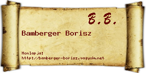 Bamberger Borisz névjegykártya